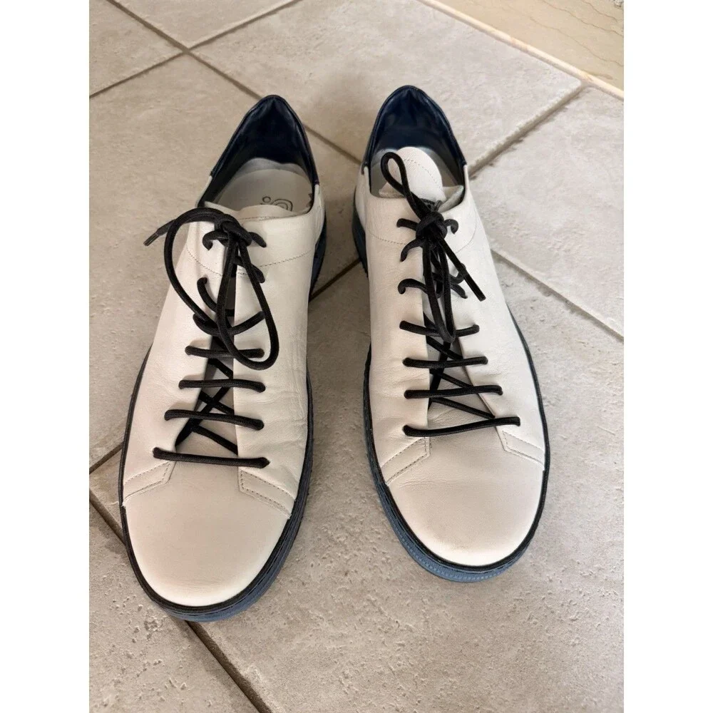 UNTAMED STREET HAYES Men’s 45 White Blue Leather Sneakers Made in Italy